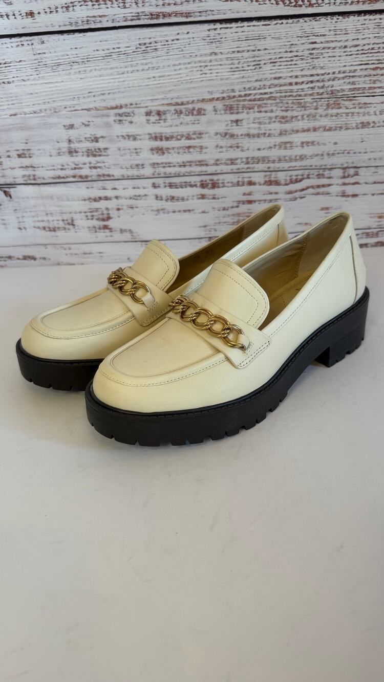 Sam Edelman Taelor0 Chained Lug-Sole Loafers Cream Gold Size 7 1/2 Size